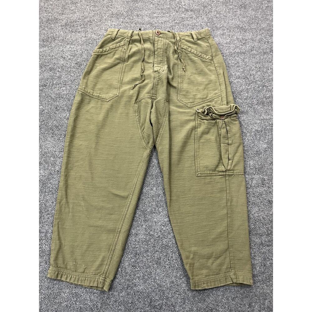 Free People Bay To Breakers Cargo Pants S Harem Lagenlook Boho Baggy Pine Green